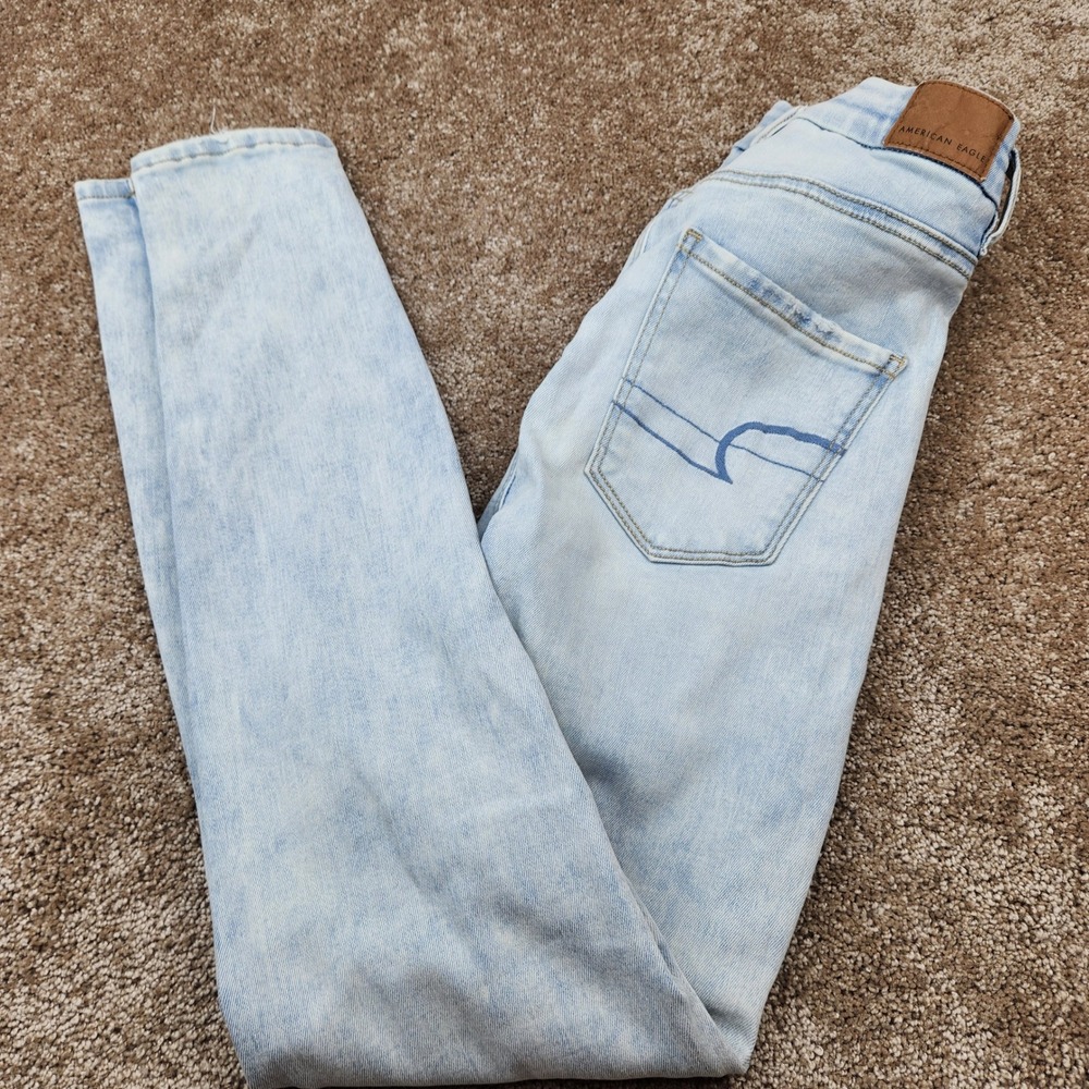 American Eagle Curvy Hi-Rise Jegging Light Wash Blue Skinny Jeans Size 0 Regular